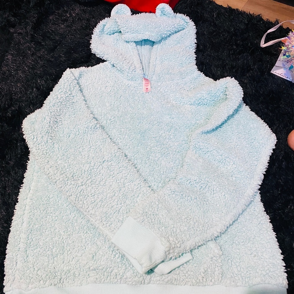 ❌❌SOLD❌❌Justice Fuzzy Light Blue Girls Hoodie